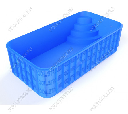 Полипропиленовый бассейн Standart mini. 5х2.5х1.5. угловая r. скиммерный. закругленные. r 500 мм. 5 мм