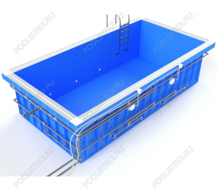 Полипропиленовый бассейн Standart mini. 5х2.5х1.7. нержавейка. переливной. стандарт. 5 мм